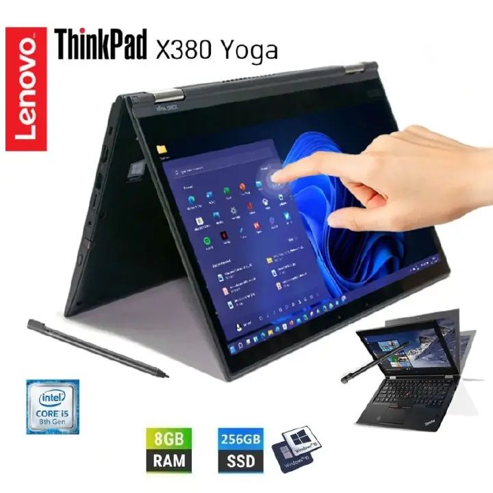(SPECIAL OFFER) REFURBISHED Lenovo ThinkPad Yoga 380 X360 Convertible Intel Core I5 8th Gen 8GB RAM 256GB SSD 14 Inch Full HD Multi-Touch Display with Windows and Office Installed and FREE MOUSE