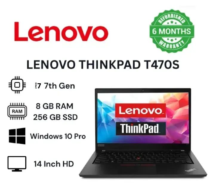 {Special Offer}Refurbished Lenovo ThinkPad T470s Laptop Intel Core i7 7th Gen 8GB RAM 256GB SSD 14'' Inch Refurbished Laptops Windows 11 pro and Microsoft Office Installed Computer Notebook+MOUSE