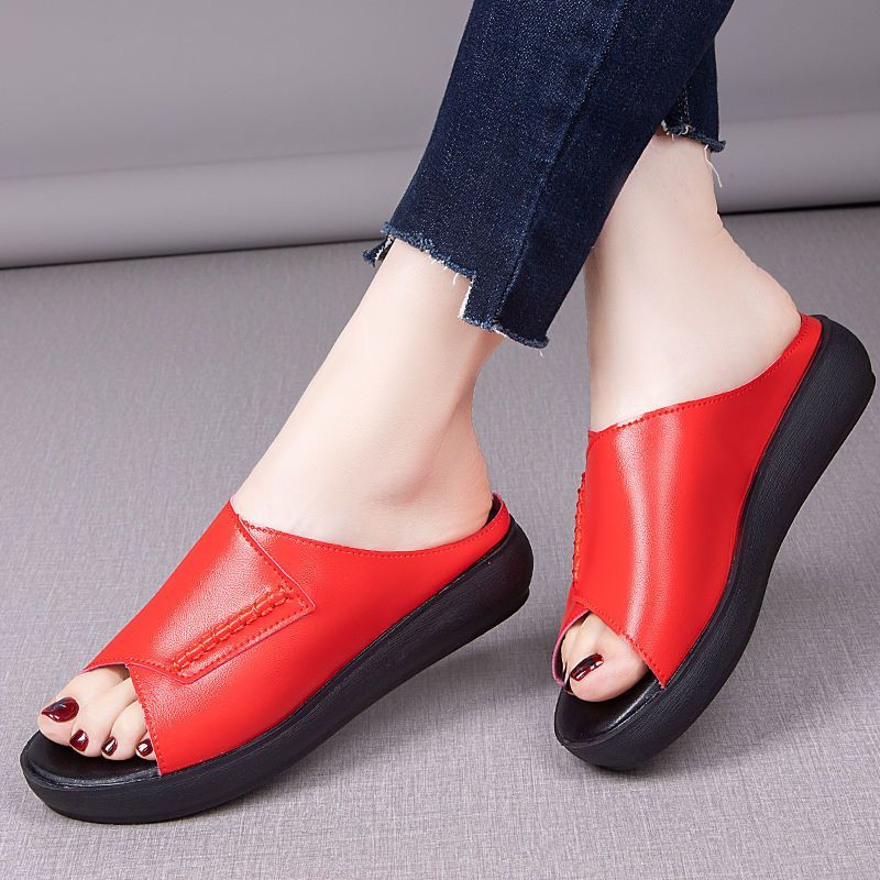 Buzz New Women's Shoes Thick-soled Height-increasing Shoes Women's Artificial Leather PU Slippers Sandals Casual Party Shoes Women's Shoes
