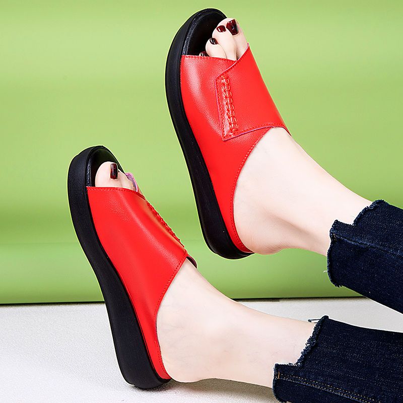 Buzz New Women's Shoes Thick-soled Height-increasing Shoes Women's Artificial Leather PU Slippers Sandals Casual Party Shoes Women's Shoes