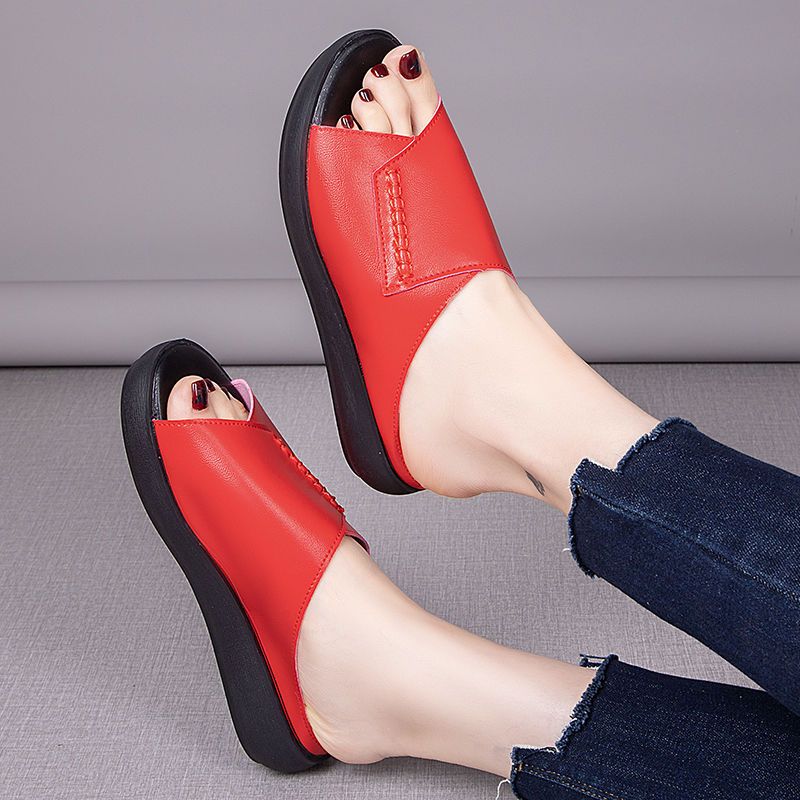 Buzz New Women's Shoes Thick-soled Height-increasing Shoes Women's Artificial Leather PU Slippers Sandals Casual Party Shoes Women's Shoes