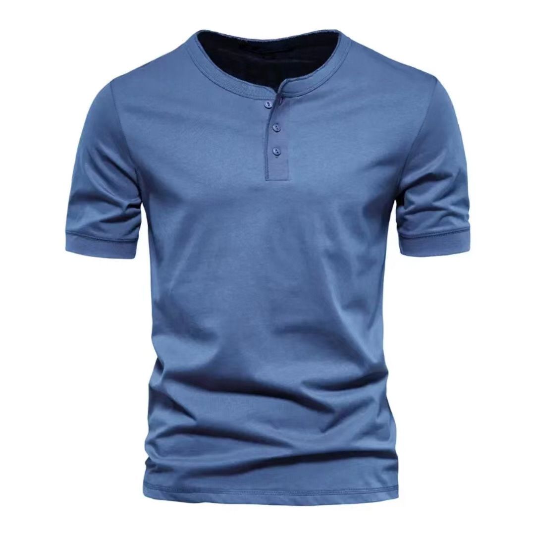 In summer, the new men's T-shirt is fashionable, breathable and comfortable, and the solid color short-sleeved V-neck is suitable for daily leisure commuting.