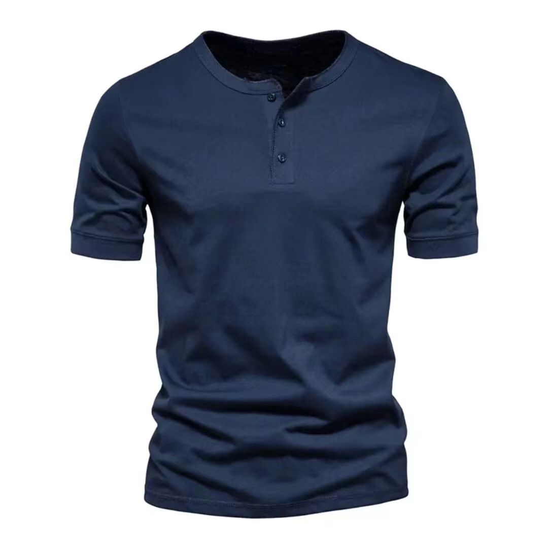 In summer, the new men's T-shirt is fashionable, breathable and comfortable, and the solid color short-sleeved V-neck is suitable for daily leisure commuting.