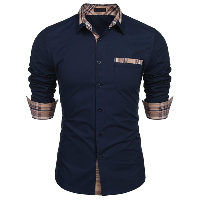 New men's shirts in summer are fashionable, casual, color-matched, long-sleeved lapel button shirts suitable for daily leisure commuting.