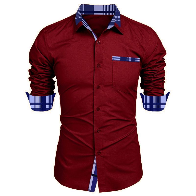 New men's shirts in summer are fashionable, casual, color-matched, long-sleeved lapel button shirts suitable for daily leisure commuting.