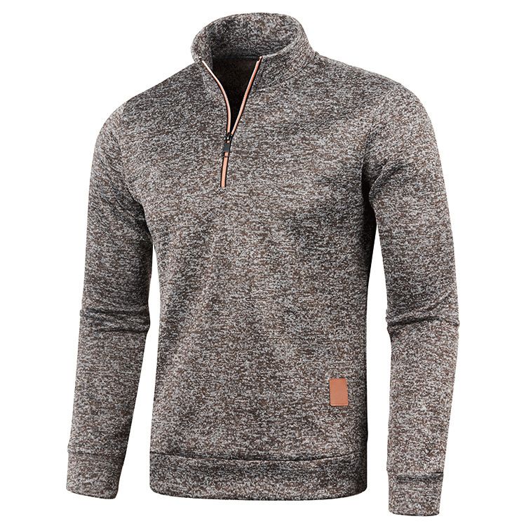 The new men's long-sleeved sweater pullover with solid color stand-up collar zipper jacket is suitable for daily leisure party, office and commuting business wear.