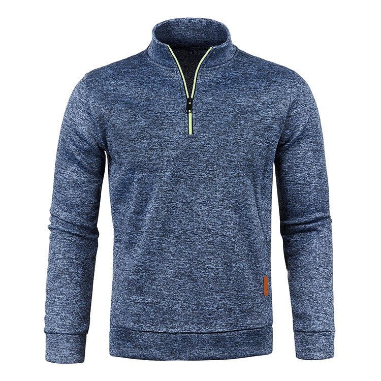 The new men's long-sleeved sweater pullover with solid color stand-up collar zipper jacket is suitable for daily leisure party, office and commuting business wear.
