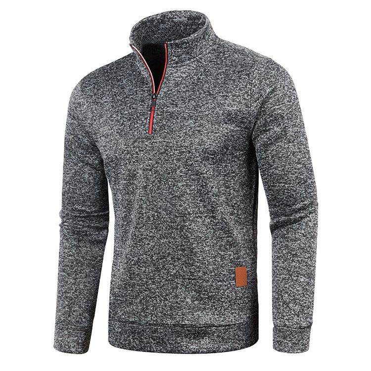 The new men's long-sleeved sweater pullover with solid color stand-up collar zipper jacket is suitable for daily leisure party, office and commuting business wear.