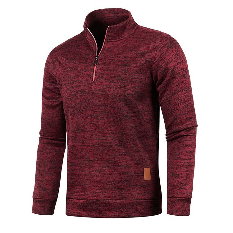 The new men's long-sleeved sweater pullover with solid color stand-up collar zipper jacket is suitable for daily leisure party, office and commuting business wear.
