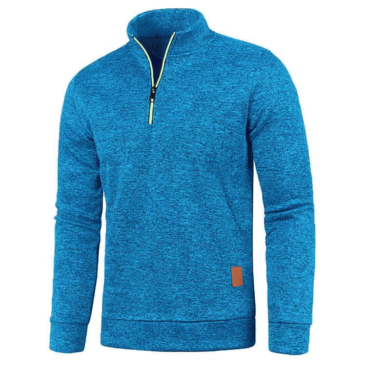 The new men's long-sleeved sweater pullover with solid color stand-up collar zipper jacket is suitable for daily leisure party, office and commuting business wear.