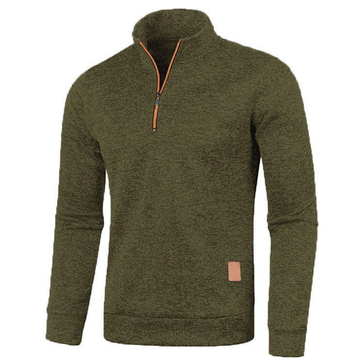 The new men's long-sleeved sweater pullover with solid color stand-up collar zipper jacket is suitable for daily leisure party, office and commuting business wear.