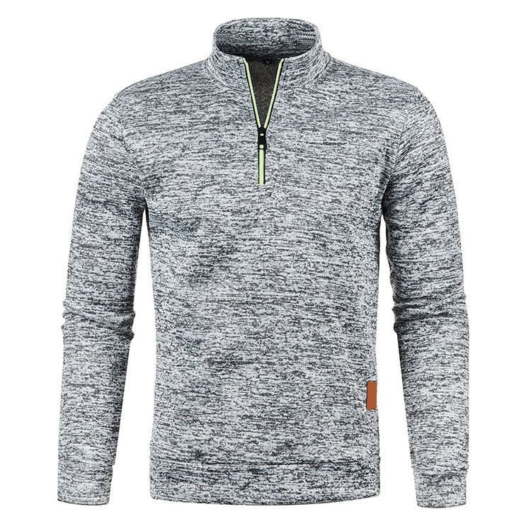 The new men's long-sleeved sweater pullover with solid color stand-up collar zipper jacket is suitable for daily leisure party, office and commuting business wear.