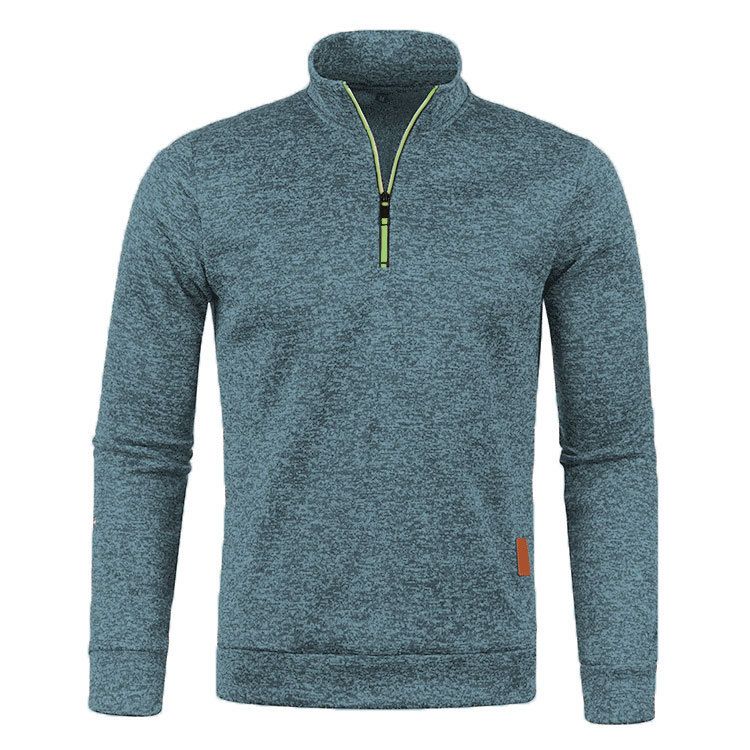 The new men's long-sleeved sweater pullover with solid color stand-up collar zipper jacket is suitable for daily leisure party, office and commuting business wear.