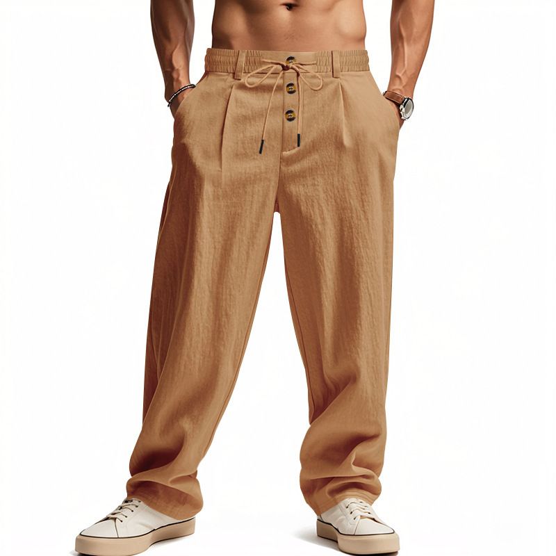 Summer new men's trousers breathable cotton and linen loose casual sports pants men's trousers are suitable for daily leisure sports holiday commuting.