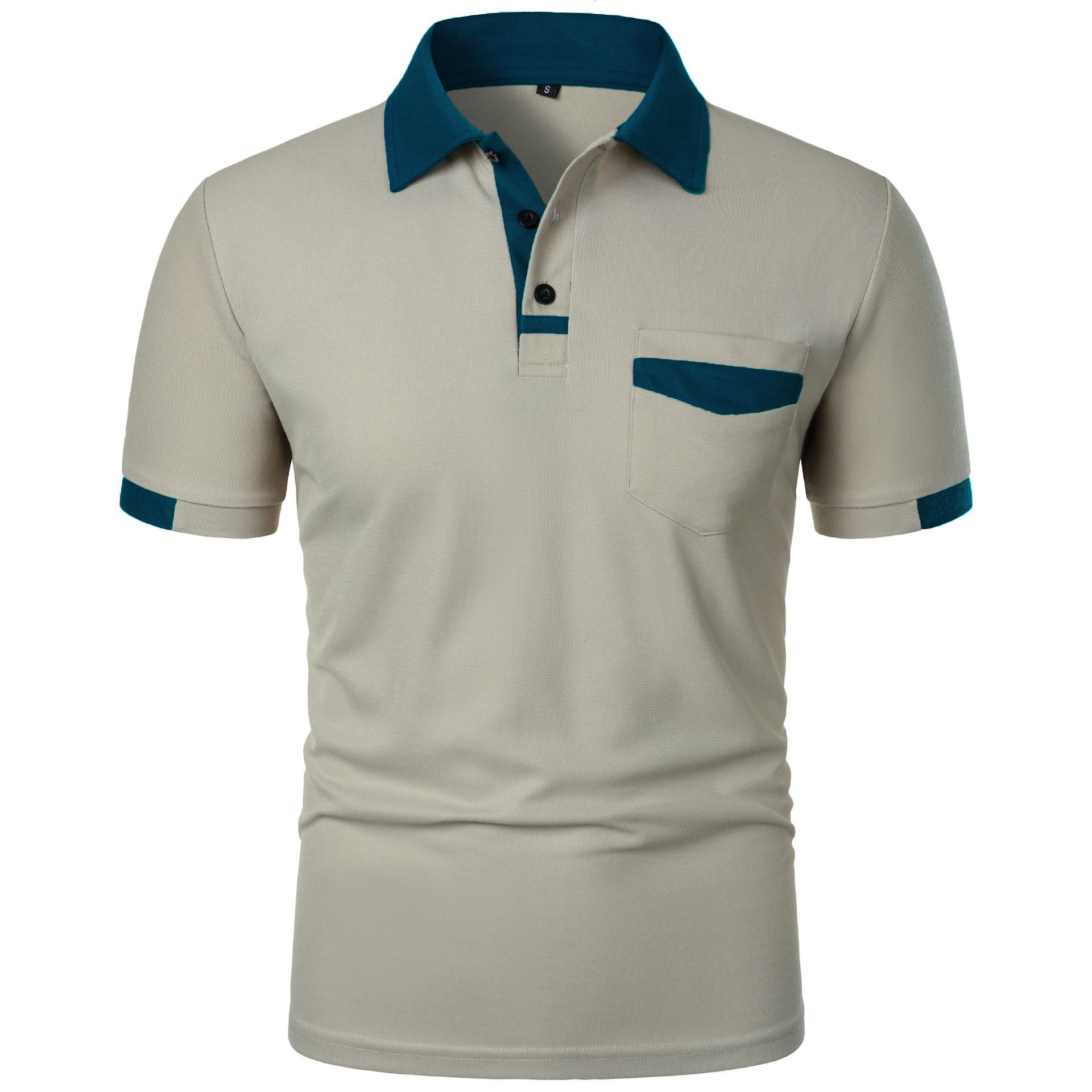Summer new men's short-sleeved T-shirt color matching lapel button comfortable and breathable men's POLO shirt suitable for daily leisure office commuting outdoor sports.