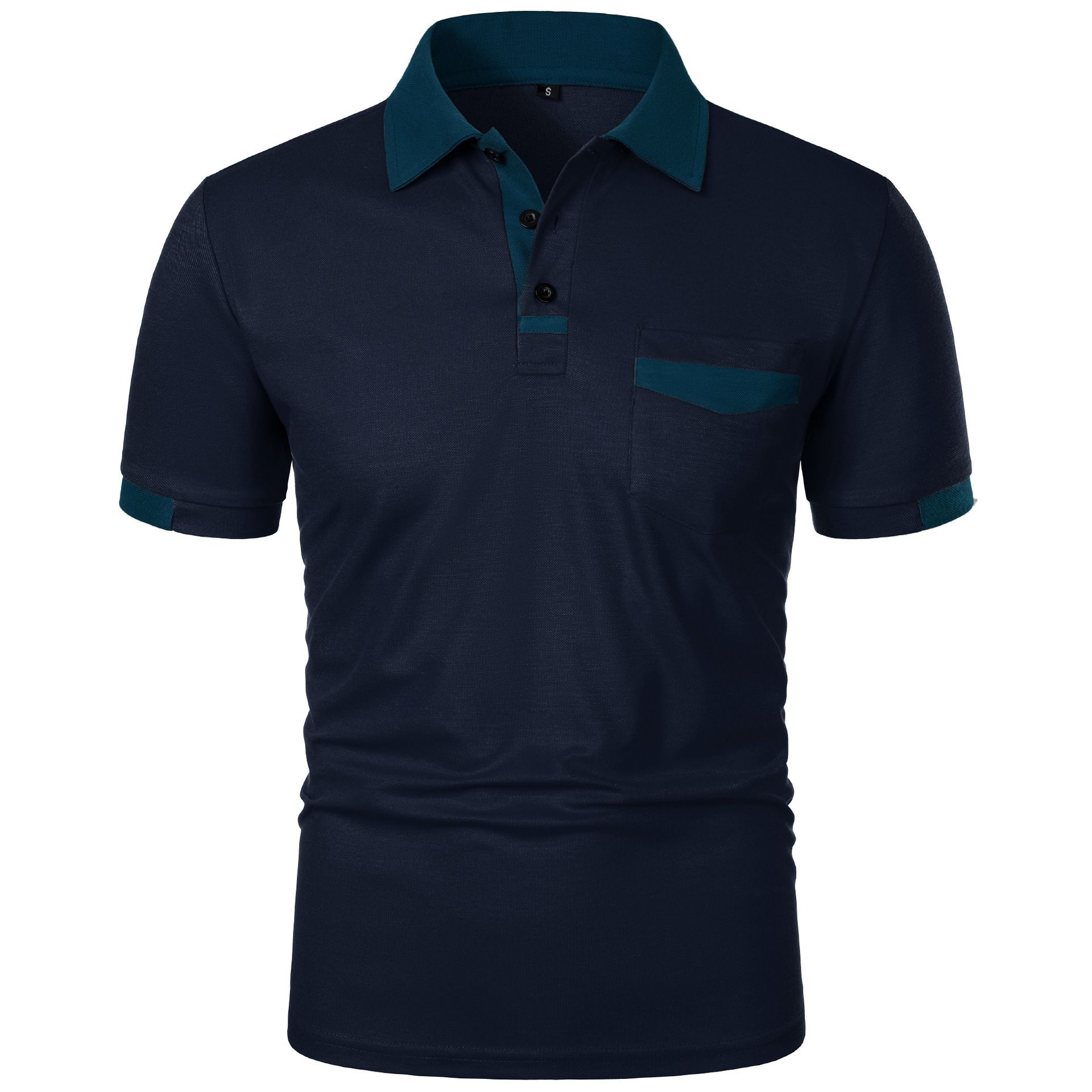 Summer new men's short-sleeved T-shirt color matching lapel button comfortable and breathable men's POLO shirt suitable for daily leisure office commuting outdoor sports.