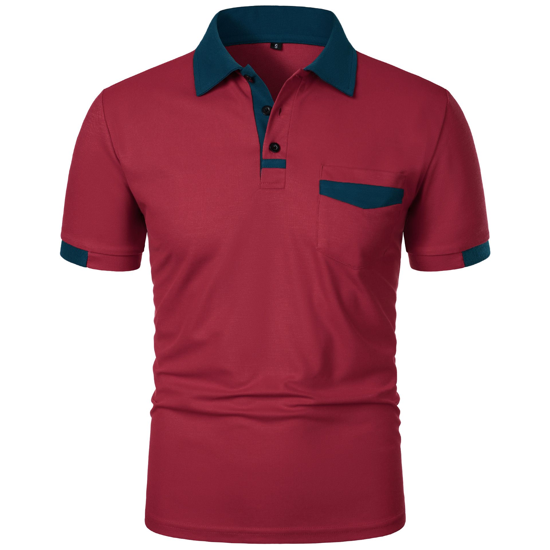 Summer new men's short-sleeved T-shirt color matching lapel button comfortable and breathable men's POLO shirt suitable for daily leisure office commuting outdoor sports.