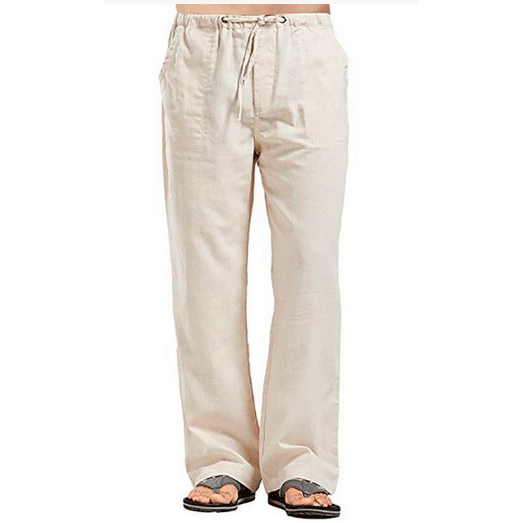 Summer new men's trousers solid color breathable cotton and linen loose casual sweatpants suitable for daily leisure commuting outdoor sports wear.