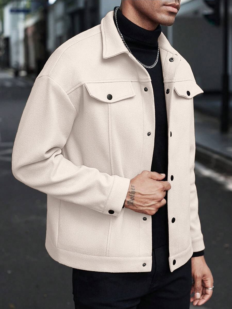 Summer new men's coat long sleeve lapel woolen men's coat leisure sports business jacket suitable for daily leisure commuting business outdoor sports wear.