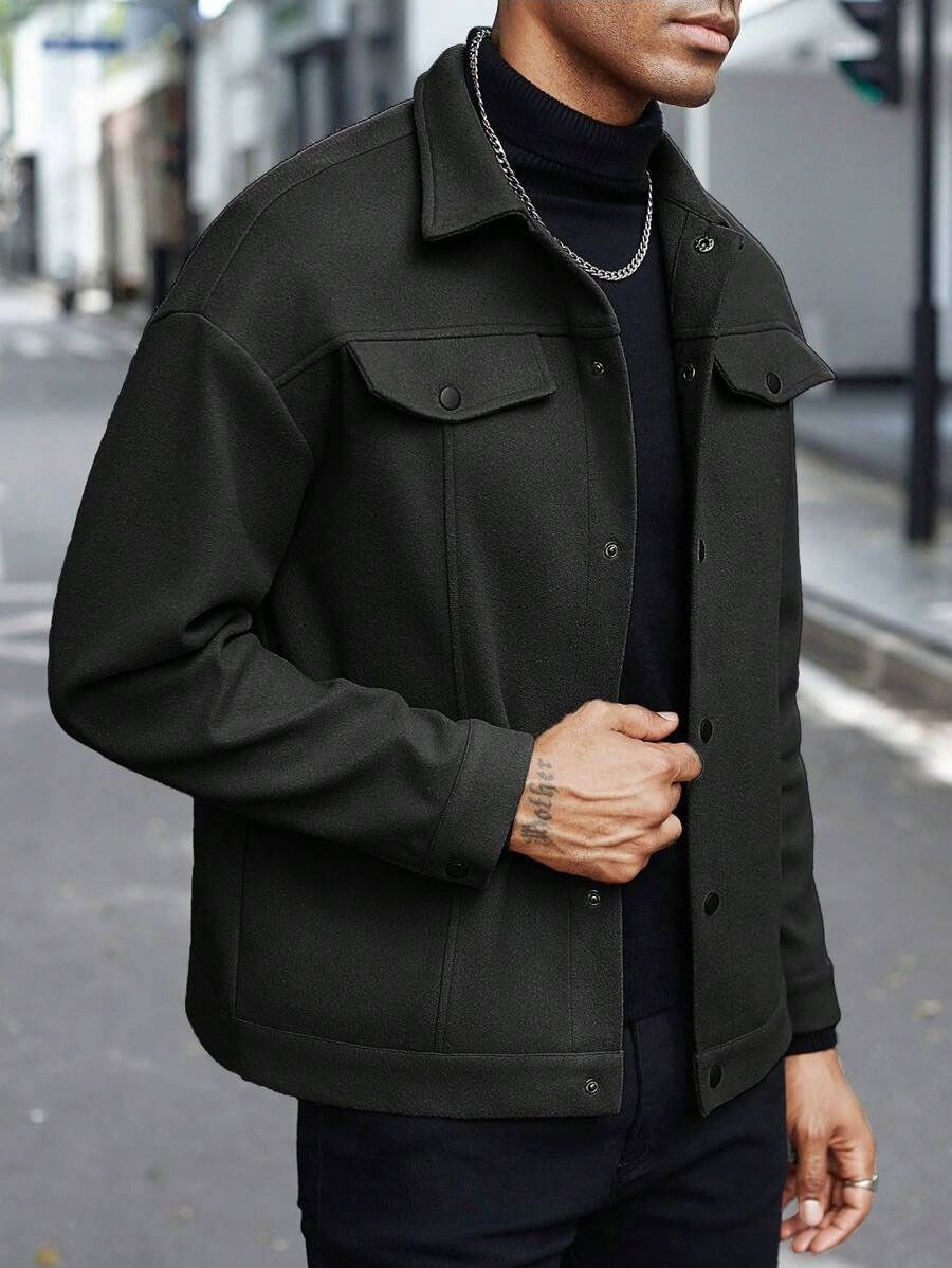 Summer new men's coat long sleeve lapel woolen men's coat leisure sports business jacket suitable for daily leisure commuting business outdoor sports wear.