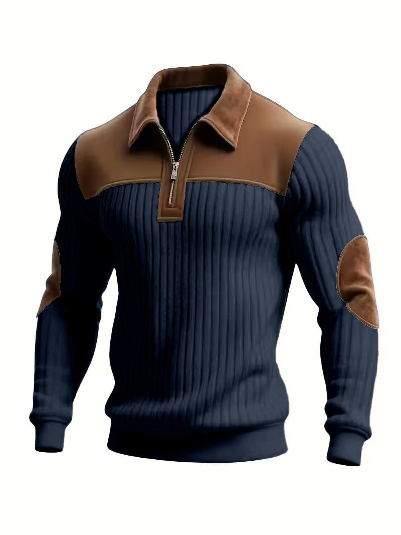 New men's sweaters with long sleeves and lapels in summer are spliced in autumn and winter, and zipper sweaters are suitable for daily leisure, commuting, business and outdoor sports.