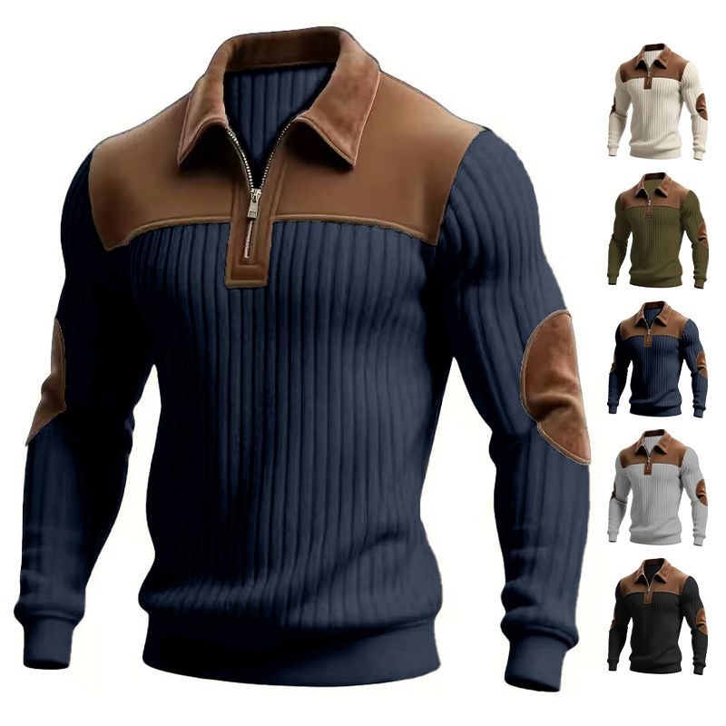 New men's sweaters with long sleeves and lapels in summer are spliced in autumn and winter, and zipper sweaters are suitable for daily leisure, commuting, business and outdoor sports.