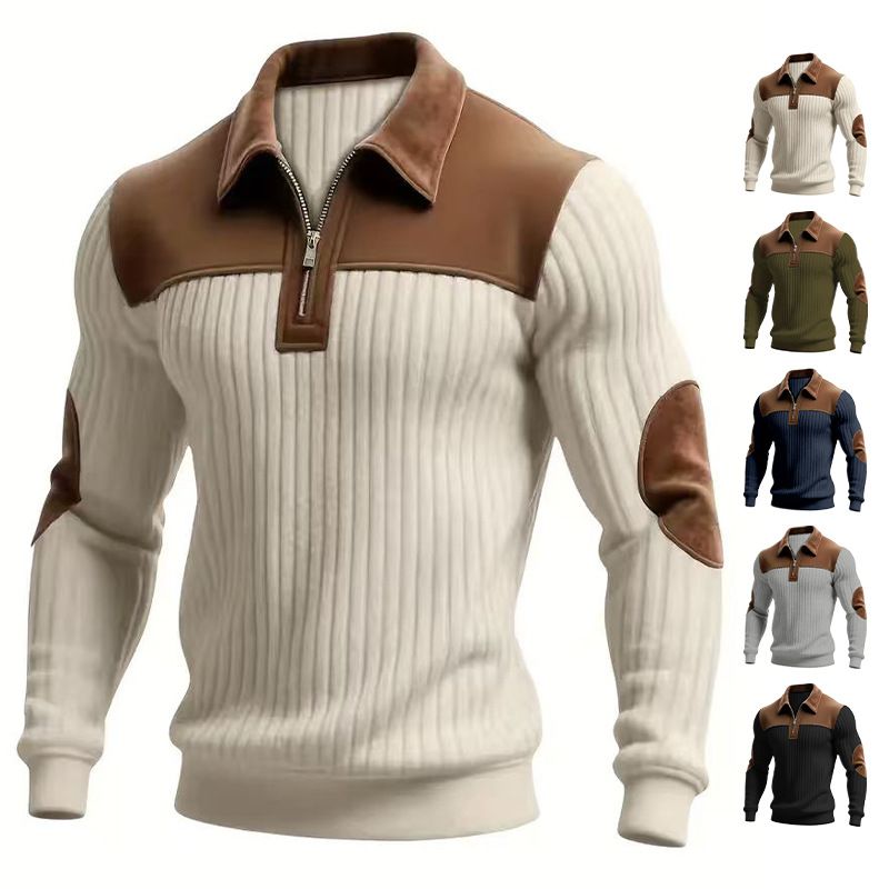 New men's sweaters with long sleeves and lapels in summer are spliced in autumn and winter, and zipper sweaters are suitable for daily leisure, commuting, business and outdoor sports.