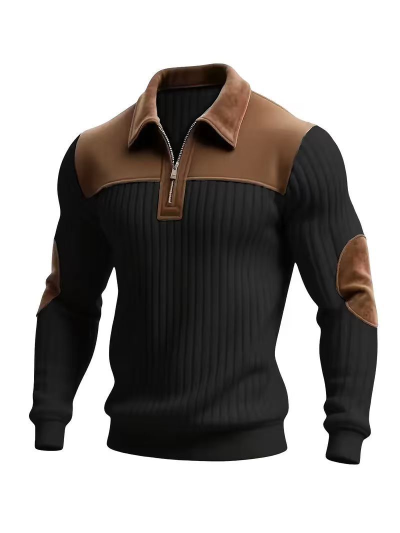 New men's sweaters with long sleeves and lapels in summer are spliced in autumn and winter, and zipper sweaters are suitable for daily leisure, commuting, business and outdoor sports.