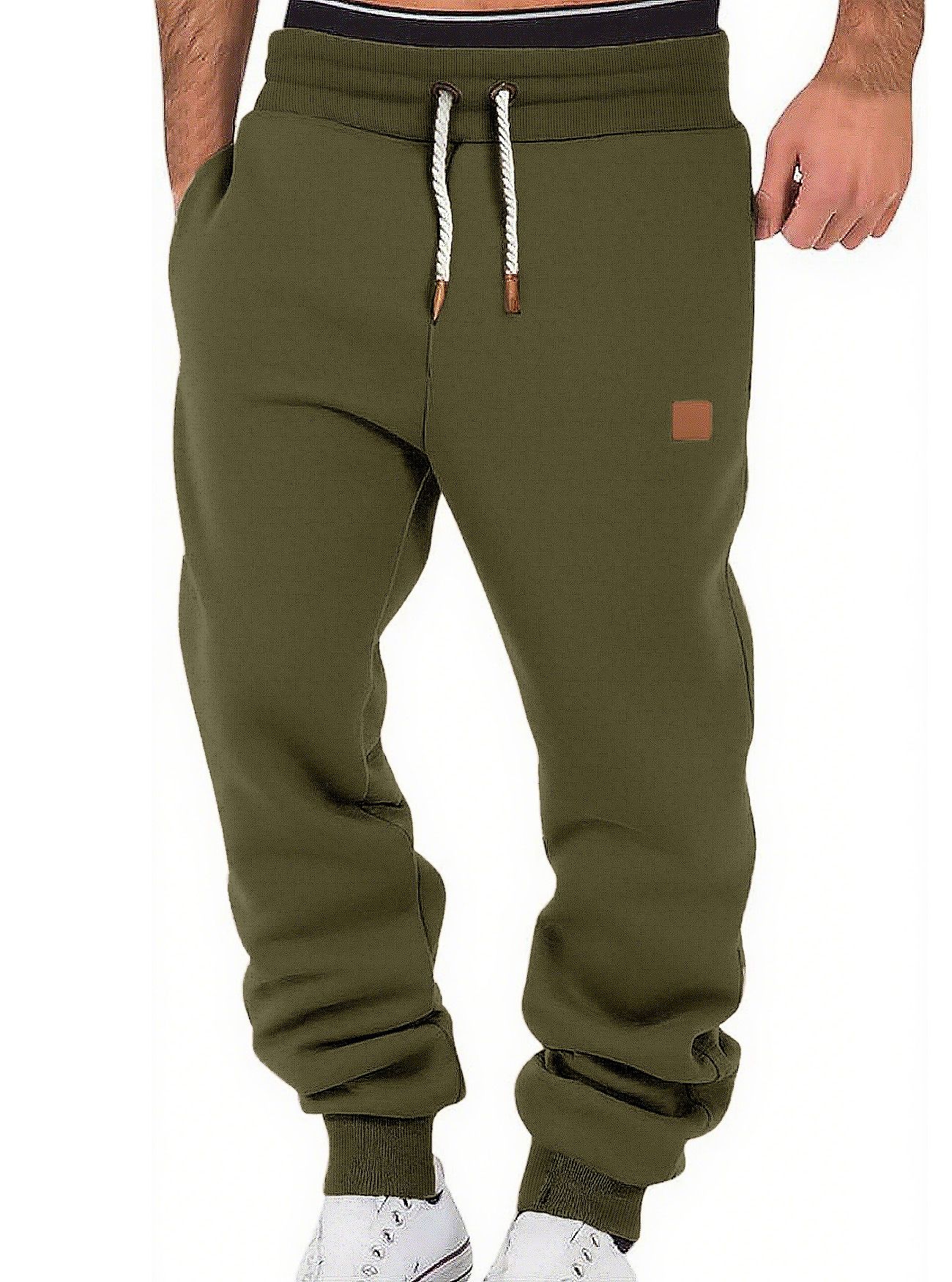 Autumn new men's trousers, solid color sports and leisure pants, loose bundle of feet and piled pants are suitable for daily leisure commuting outdoor sports wear.