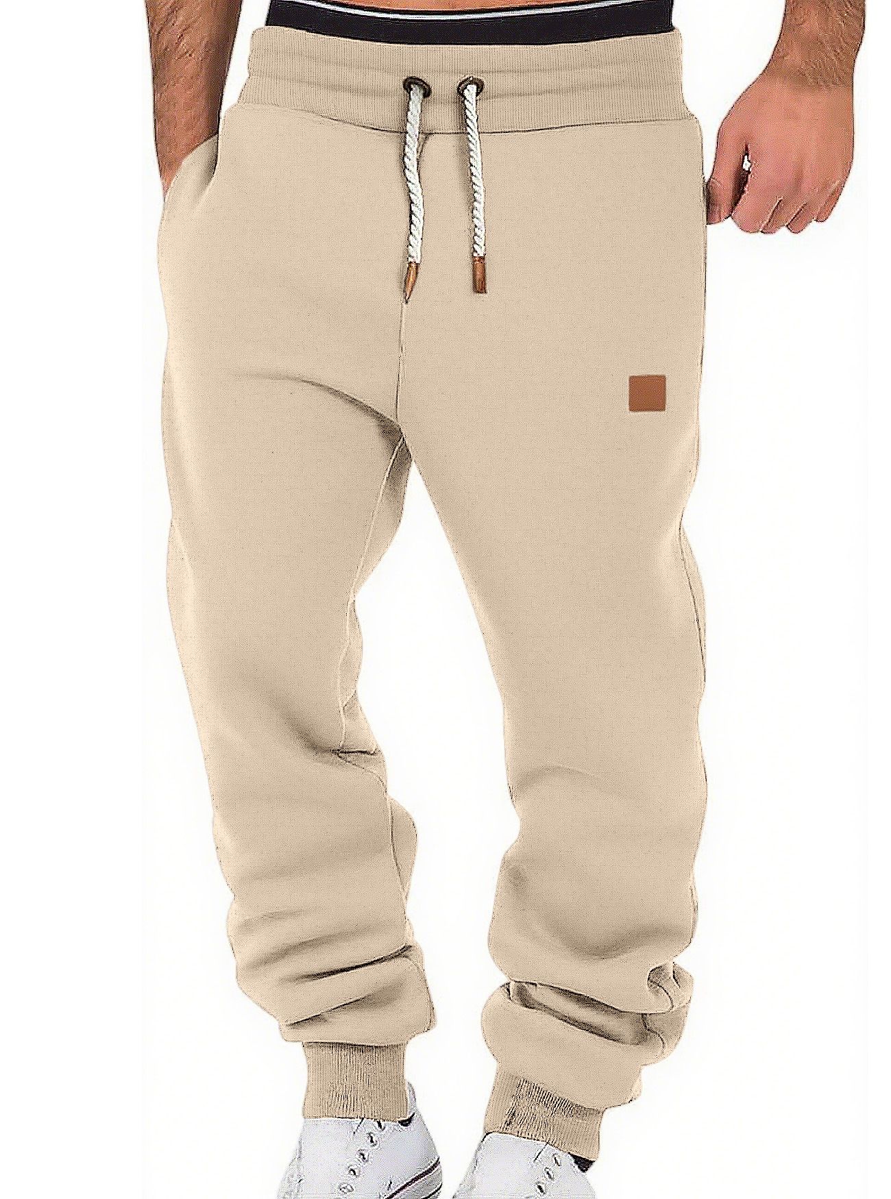 Autumn new men's trousers, solid color sports and leisure pants, loose bundle of feet and piled pants are suitable for daily leisure commuting outdoor sports wear.