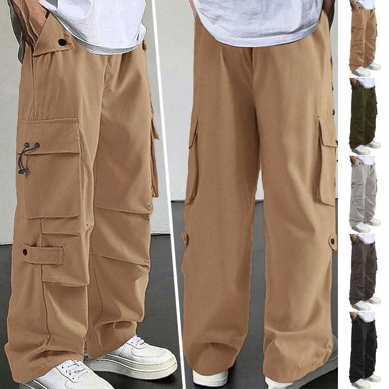 New men's trousers loose wide leg straight casual trousers overalls are suitable for daily leisure commuting sports.