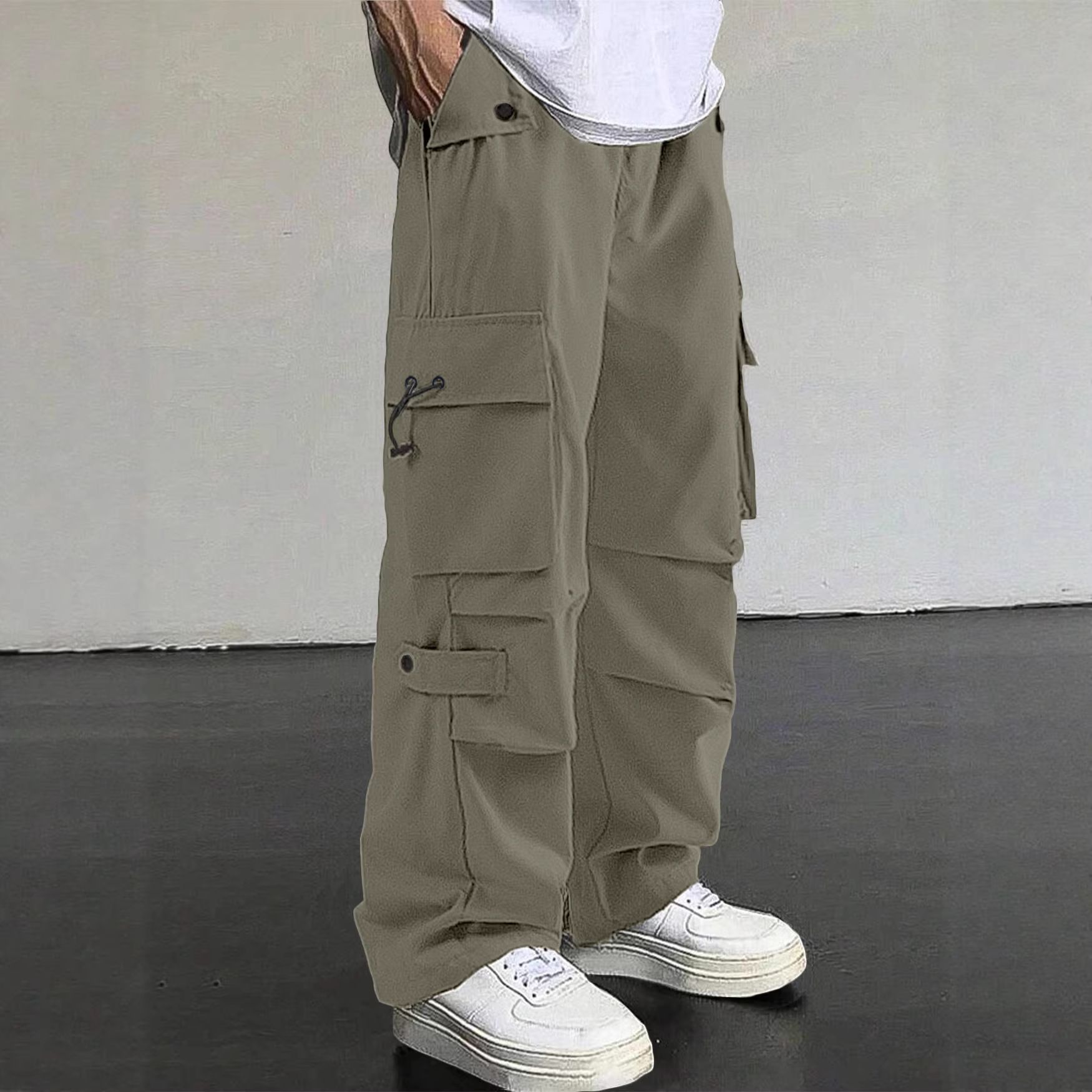 New men's trousers loose wide leg straight casual trousers overalls are suitable for daily leisure commuting sports.