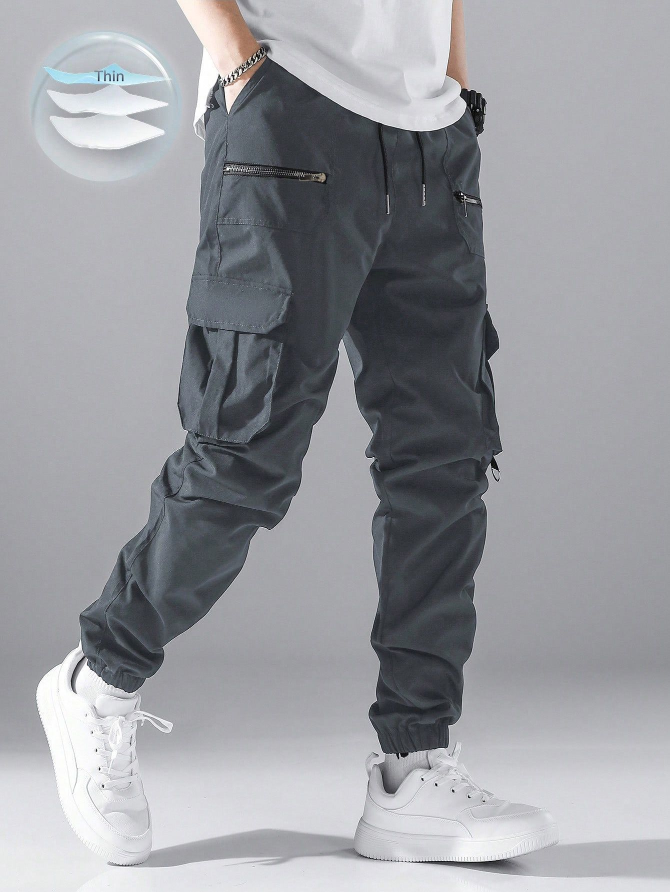 The new men's trousers, leg-tied overalls and joker outdoor multi-pocket pants, and thin casual sweatpants are suitable for daily leisure and commuting.