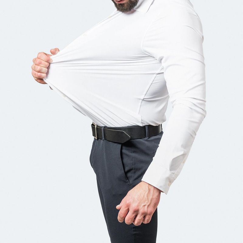 New men's long-sleeved shirt solid color four-sided stretch shirt non-ironing wrinkle-resistant thin shirt top suitable for daily leisure commuting business wear.