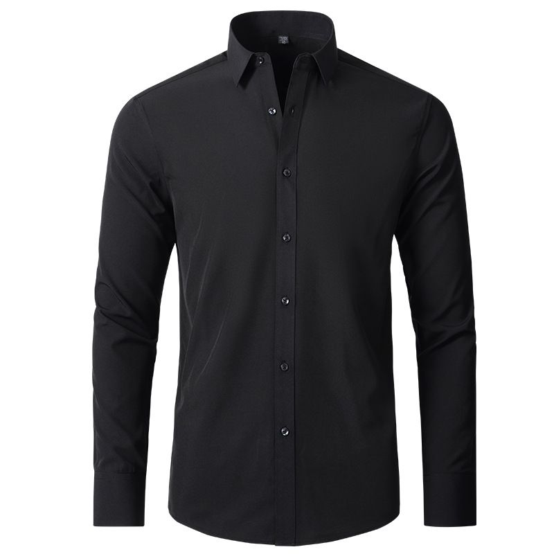 New men's long-sleeved shirt solid color four-sided stretch shirt non-ironing wrinkle-resistant thin shirt top suitable for daily leisure commuting business wear.