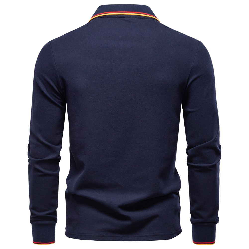 Autumn new men's long-sleeved T-shirt with solid color lapel casual Joker POLO shirt men's shirt is suitable for daily leisure commuting business wear.