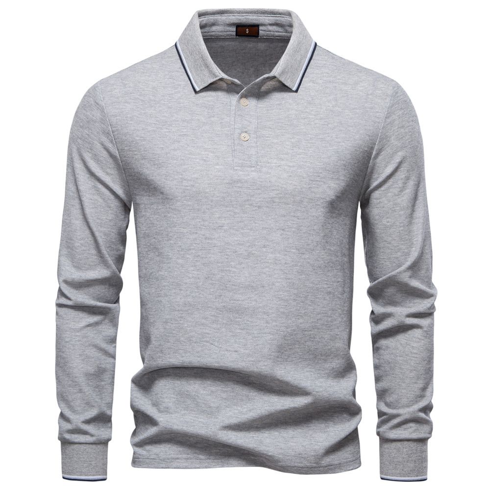 Autumn new men's long-sleeved T-shirt with solid color lapel casual Joker POLO shirt men's shirt is suitable for daily leisure commuting business wear.
