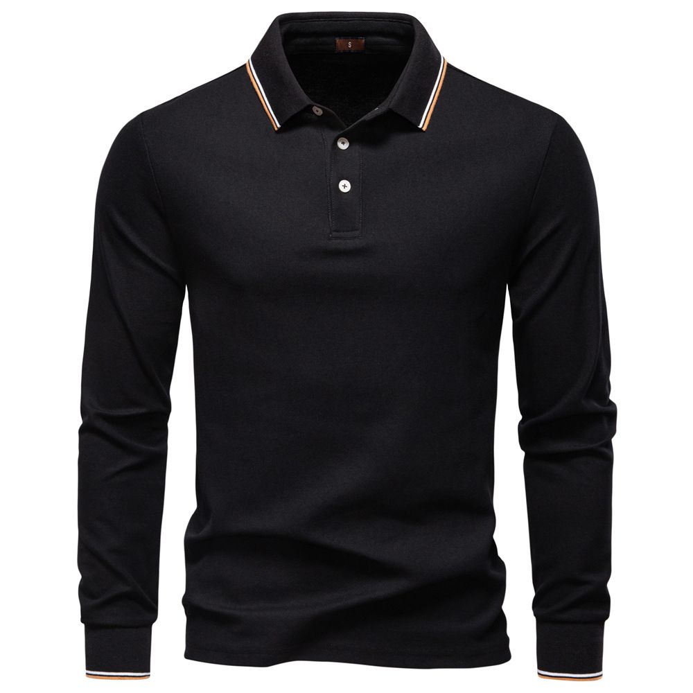 Autumn new men's long-sleeved T-shirt with solid color lapel casual Joker POLO shirt men's shirt is suitable for daily leisure commuting business wear.