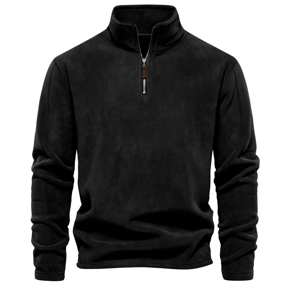 Autumn and winter new men's long-sleeved sweater with stand-up collar and half zipper Joker polar fleece top is suitable for daily leisure commuting business wear.