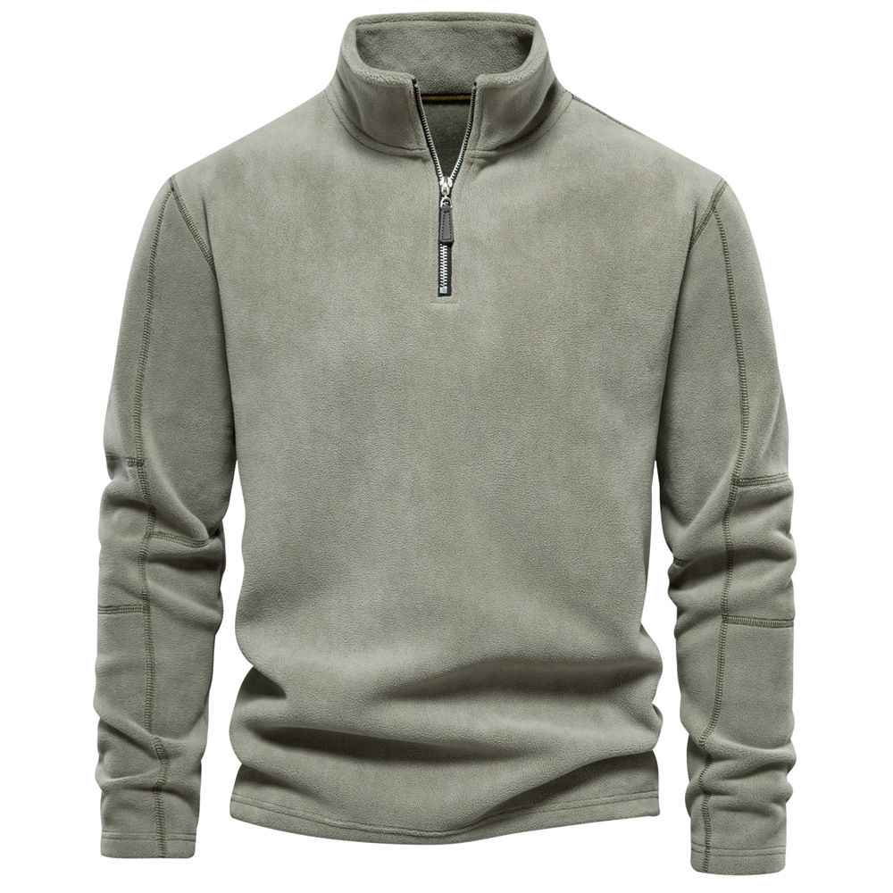 Autumn and winter new men's long-sleeved sweater with stand-up collar and half zipper Joker polar fleece top is suitable for daily leisure commuting business wear.