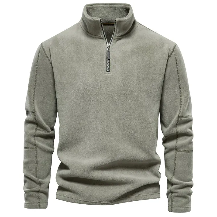 Autumn and winter new men's long-sleeved sweater with stand-up collar and half zipper Joker polar fleece top is suitable for daily leisure commuting business wear.