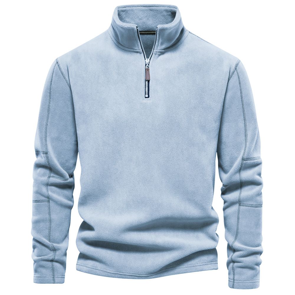 Autumn and winter new men's long-sleeved sweater with stand-up collar and half zipper Joker polar fleece top is suitable for daily leisure commuting business wear.