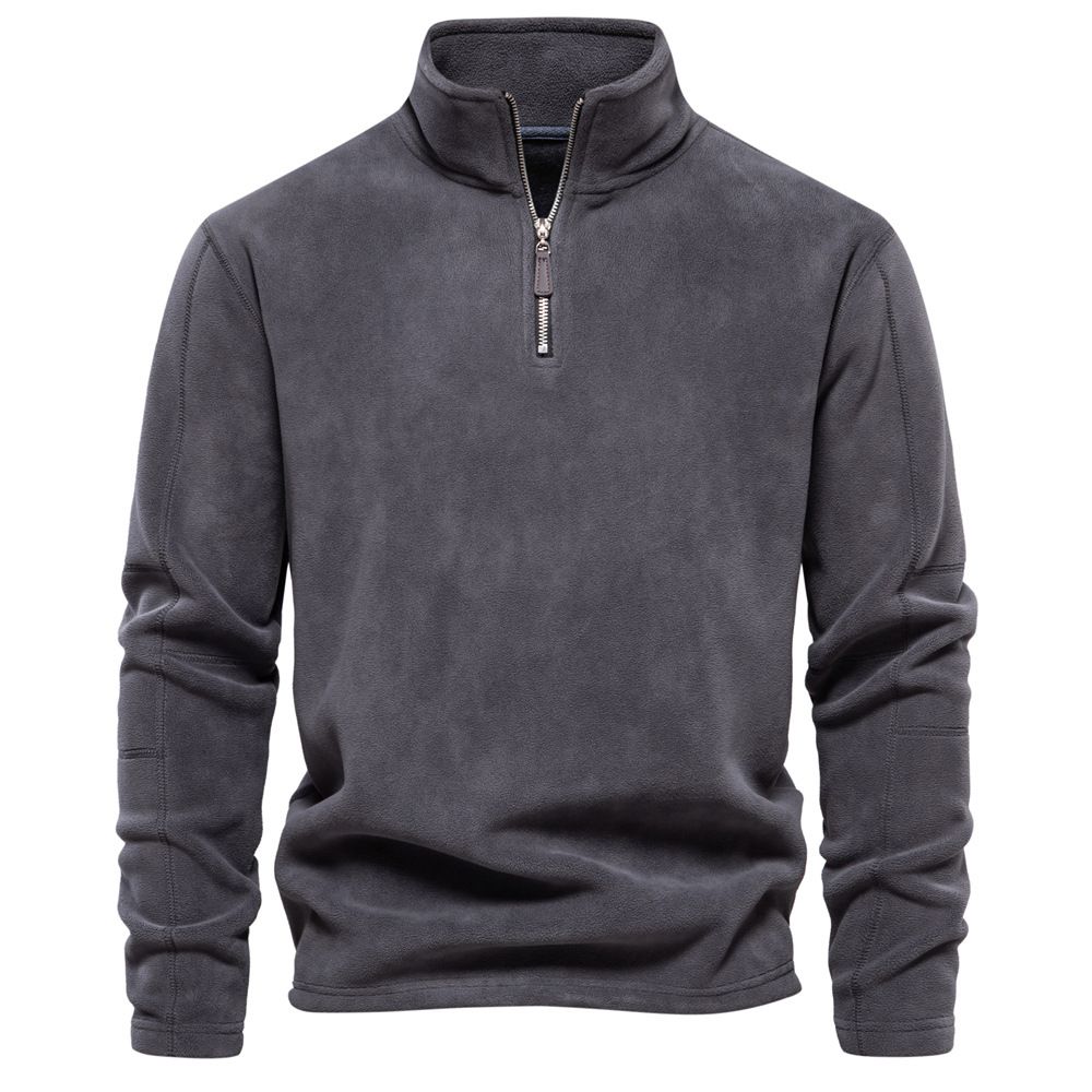 Autumn and winter new men's long-sleeved sweater with stand-up collar and half zipper Joker polar fleece top is suitable for daily leisure commuting business wear.
