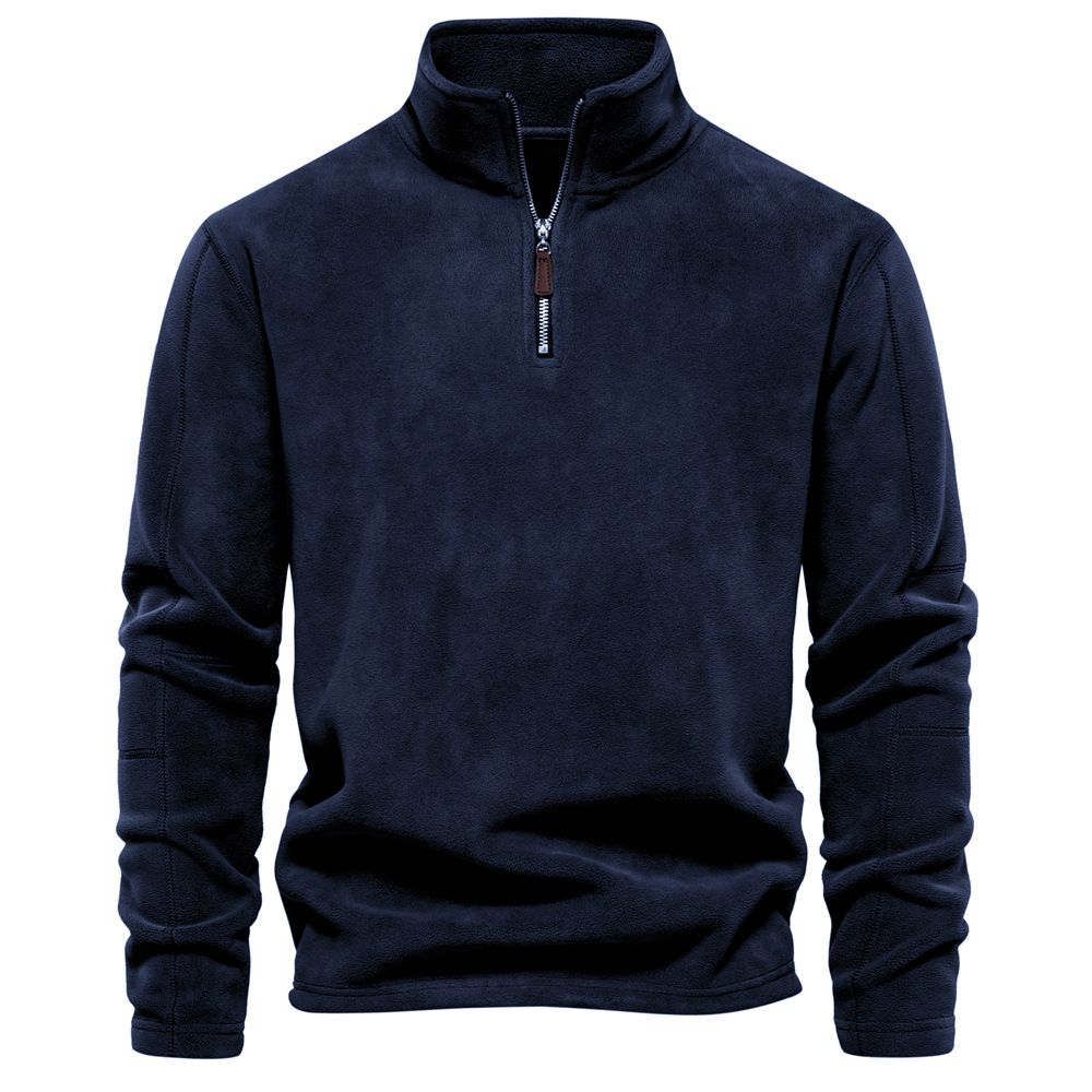 Autumn and winter new men's long-sleeved sweater with stand-up collar and half zipper Joker polar fleece top is suitable for daily leisure commuting business wear.