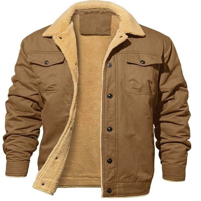In winter, the new men's coat is fashionable, casual, lapel and velvet cotton tooling jacket, which is suitable for daily leisure and commuting outdoor sports.