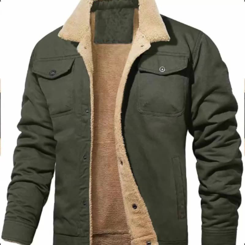 In winter, the new men's coat is fashionable, casual, lapel and velvet cotton tooling jacket, which is suitable for daily leisure and commuting outdoor sports.