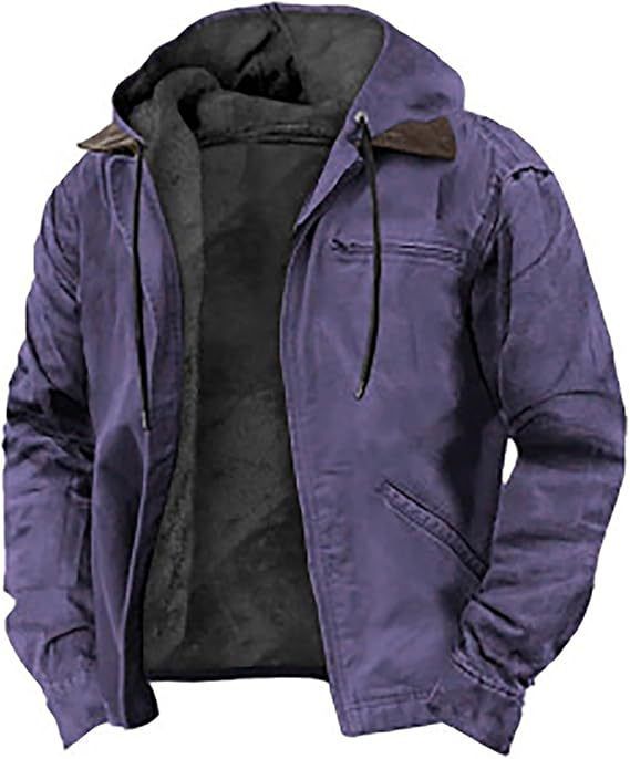 Autumn and winter new men's hooded cotton-padded jacket leisure plus velvet zipper pocket jacket coat is suitable for daily leisure commuting outdoor wear.