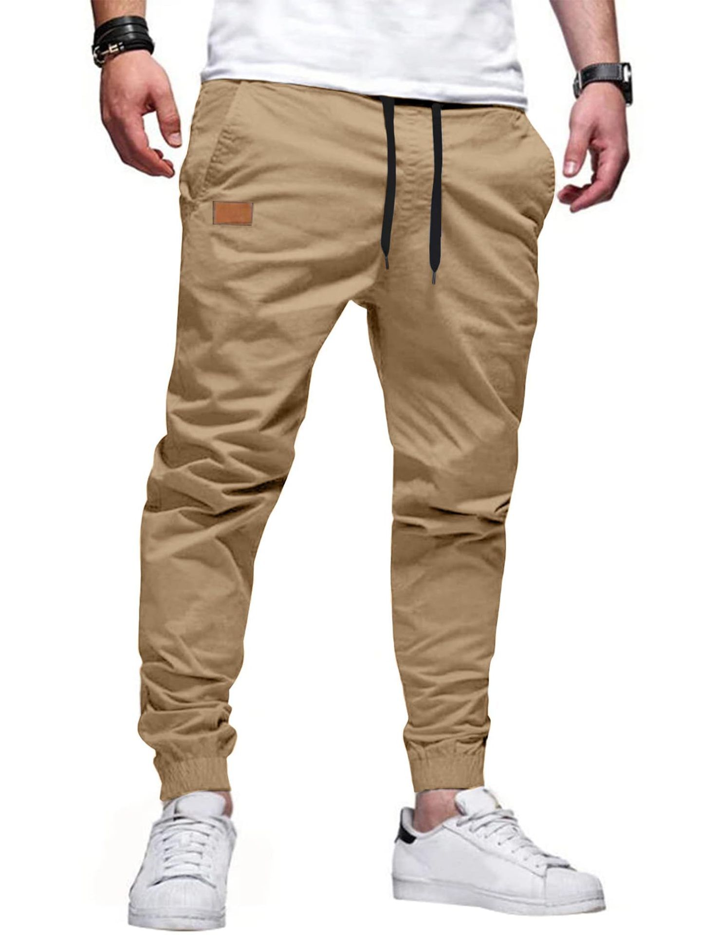 New men's trousers solid color tether toe casual trousers overalls suitable for daily leisure commuting outdoor sports wear.