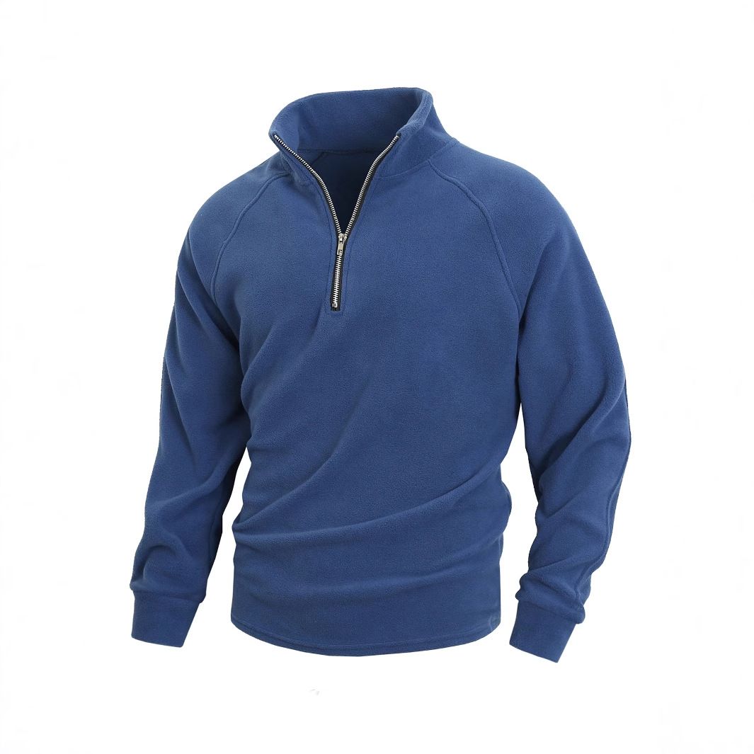 Autumn and winter new men's long-sleeved sweater solid color stand-up collar half zipper leisure sweater suitable for daily leisure commuting outdoor sports wear.