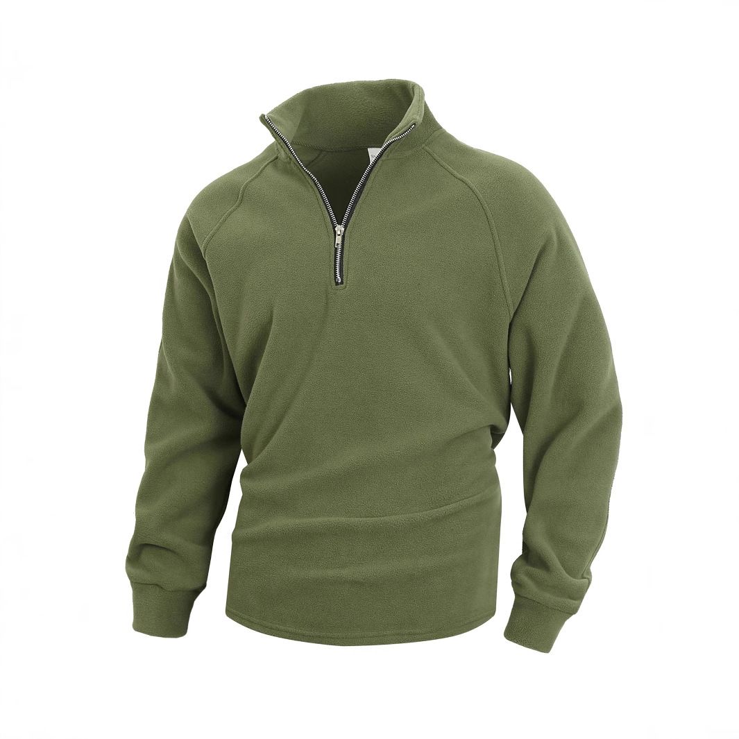 Autumn and winter new men's long-sleeved sweater solid color stand-up collar half zipper leisure sweater suitable for daily leisure commuting outdoor sports wear.